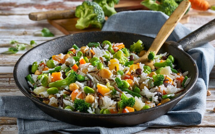 Poêlée de riz, légumes et légumineuses (Numéro d’article 12005)
